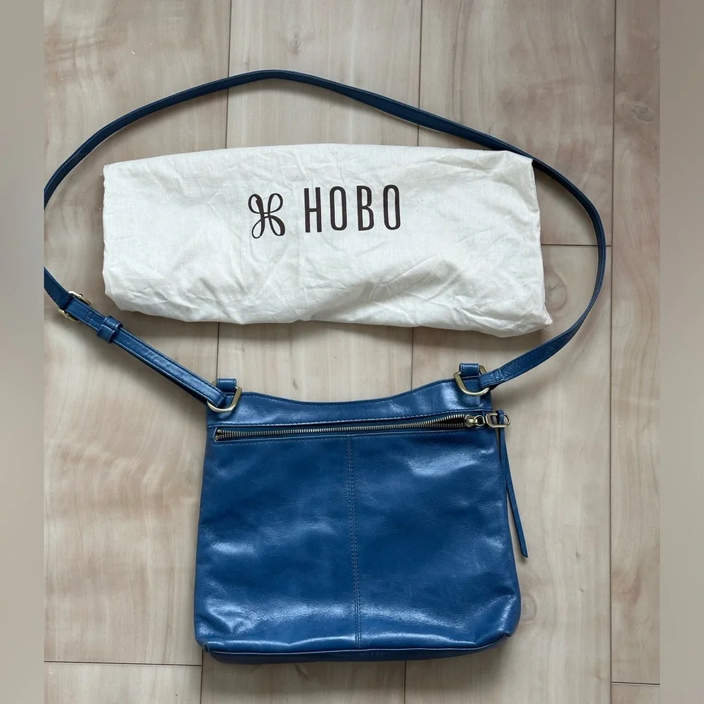 HOBO Cobalt Blue Leather Crossbody Bag with Adjustable Strap - Picture 2 of 9